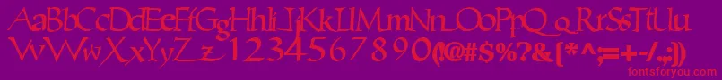 Ericbrush21Bold-fontti – punaiset fontit violetilla taustalla