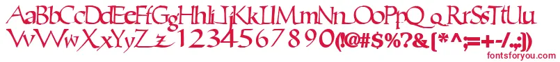 Ericbrush21Bold-fontti – punaiset fontit valkoisella taustalla