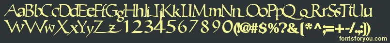 Ericbrush21Bold-fontti – keltaiset fontit mustalla taustalla