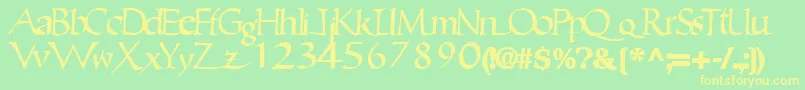 Ericbrush21Bold-fontti – keltaiset fontit vihreällä taustalla