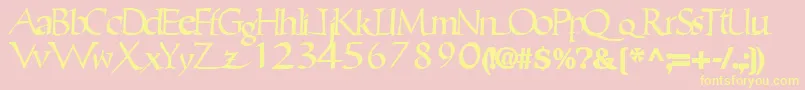 Czcionka Ericbrush21Bold – żółte czcionki na różowym tle