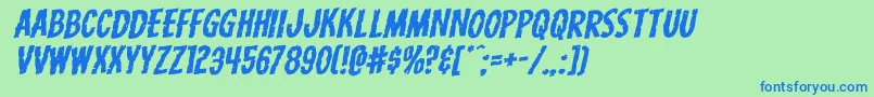 Шрифт Carnivalcorpseexpandrotal – синие шрифты на зелёном фоне