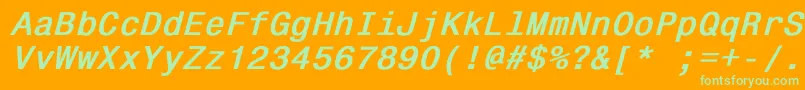 Monospace821BoldItalic Font – Green Fonts on Orange Background