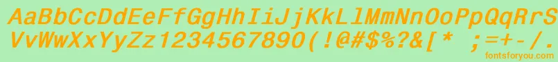 Monospace821BoldItalic Font – Orange Fonts on Green Background