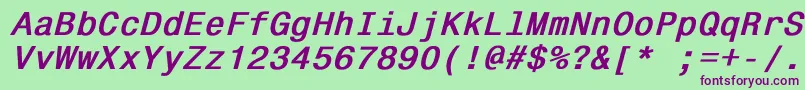 Monospace821BoldItalic Font – Purple Fonts on Green Background