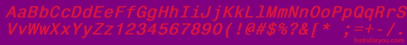 Monospace821BoldItalic Font – Red Fonts on Purple Background