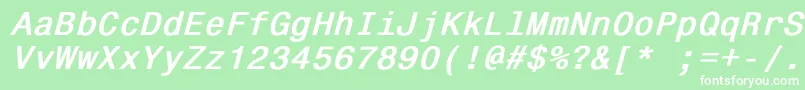 Monospace821BoldItalic Font – White Fonts on Green Background