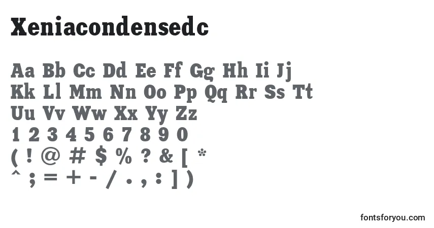 Czcionka Xeniacondensedc – alfabet, cyfry, specjalne znaki