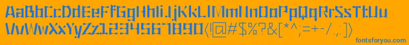 フォントOrigami – オレンジの背景に青い文字