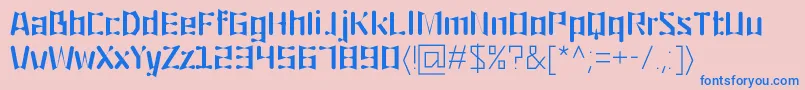 フォントOrigami – ピンクの背景に青い文字