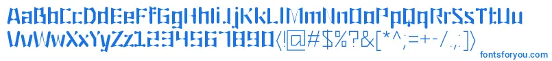 フォントOrigami – 白い背景に青い文字