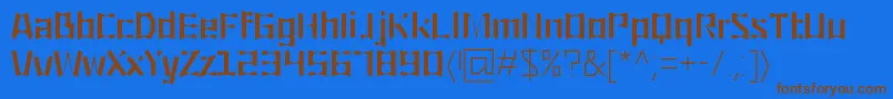 フォントOrigami – 茶色の文字が青い背景にあります。