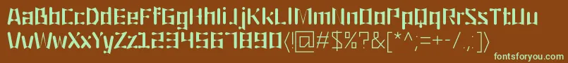 フォントOrigami – 緑色の文字が茶色の背景にあります。