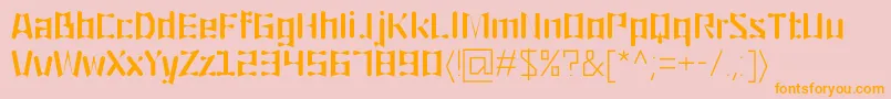 フォントOrigami – オレンジの文字がピンクの背景にあります。