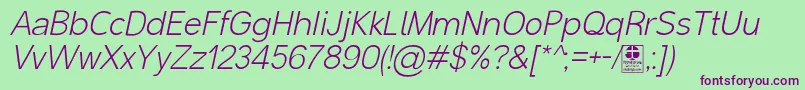 MalterSansLightItalicDemo Font – Purple Fonts on Green Background