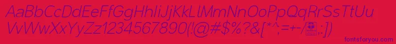 MalterSansLightItalicDemo Font – Purple Fonts on Red Background