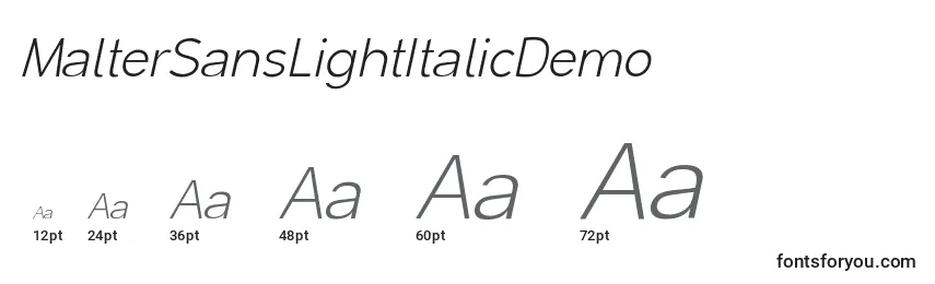 MalterSansLightItalicDemo Font Sizes