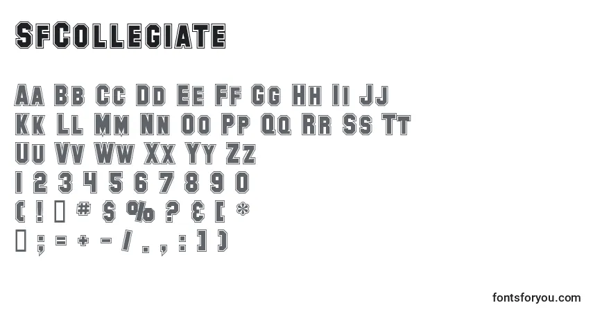 SfCollegiate Font – alphabet, numbers, special characters