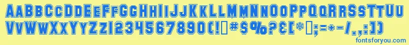 SfCollegiate Font – Blue Fonts on Yellow Background