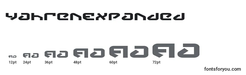 YahrenExpanded Font Sizes