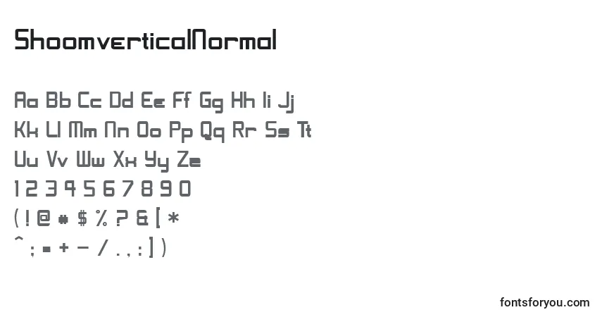 Czcionka ShoomverticalNormal – alfabet, cyfry, specjalne znaki