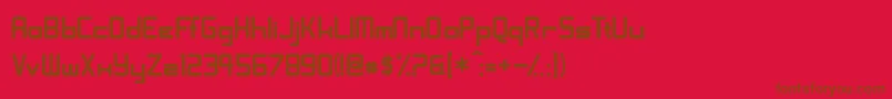 ShoomverticalNormal-Schriftart – Braune Schriften auf rotem Hintergrund