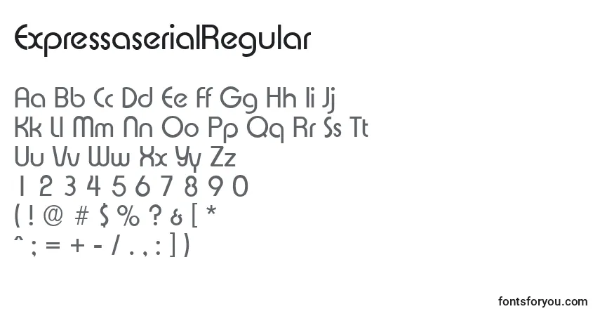 A fonte ExpressaserialRegular – alfabeto, números, caracteres especiais