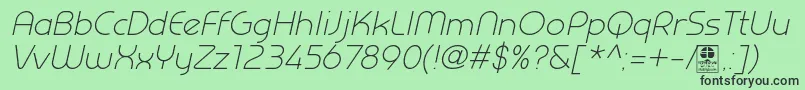 PrestijLightItalicDemo Font – Black Fonts on Green Background