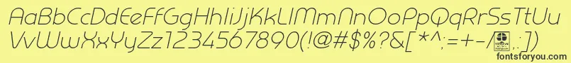 PrestijLightItalicDemo Font – Black Fonts on Yellow Background