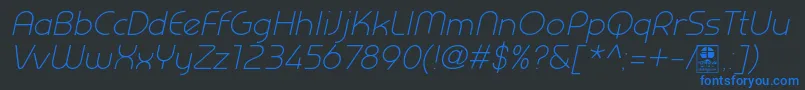 PrestijLightItalicDemo Font – Blue Fonts on Black Background