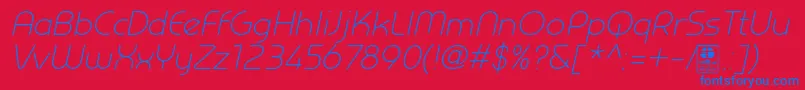 PrestijLightItalicDemo Font – Blue Fonts on Red Background