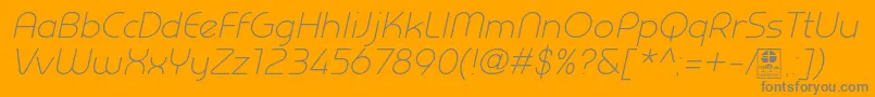 PrestijLightItalicDemo-Schriftart – Graue Schriften auf orangefarbenem Hintergrund