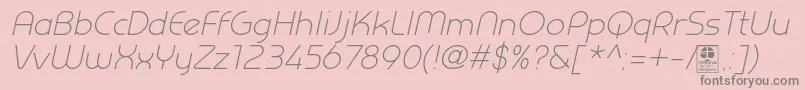 PrestijLightItalicDemo-Schriftart – Graue Schriften auf rosa Hintergrund