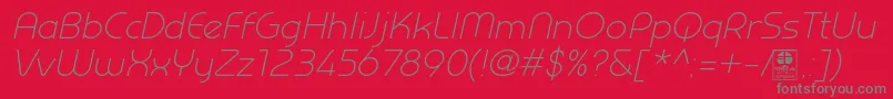 PrestijLightItalicDemo Font – Gray Fonts on Red Background