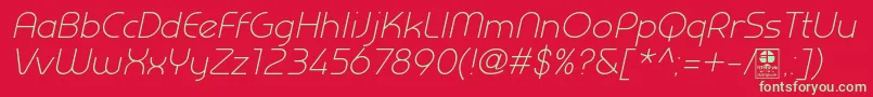 PrestijLightItalicDemo Font – Green Fonts on Red Background