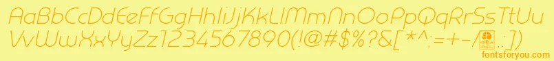 PrestijLightItalicDemo Font – Orange Fonts on Yellow Background