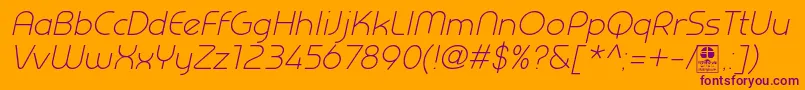 PrestijLightItalicDemo Font – Purple Fonts on Orange Background