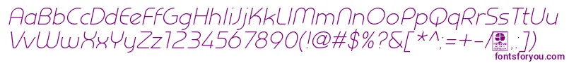 PrestijLightItalicDemo Font – Purple Fonts on White Background