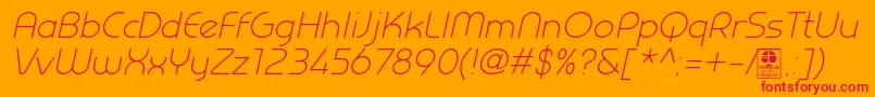 PrestijLightItalicDemo Font – Red Fonts on Orange Background