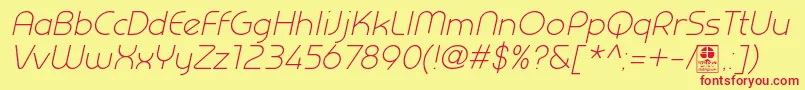 PrestijLightItalicDemo Font – Red Fonts on Yellow Background