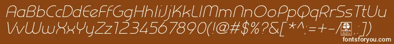PrestijLightItalicDemo Font – White Fonts on Brown Background