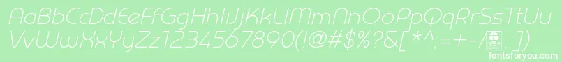 PrestijLightItalicDemo Font – White Fonts on Green Background