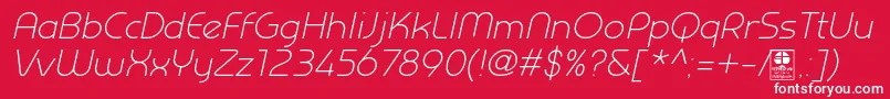 PrestijLightItalicDemo Font – White Fonts on Red Background