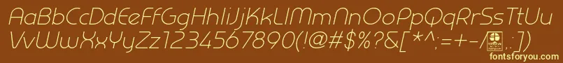 PrestijLightItalicDemo Font – Yellow Fonts on Brown Background