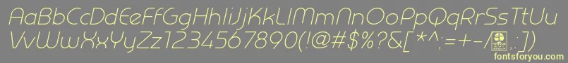 PrestijLightItalicDemo Font – Yellow Fonts on Gray Background