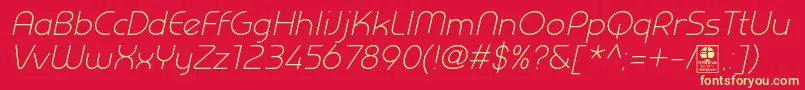 PrestijLightItalicDemo Font – Yellow Fonts on Red Background