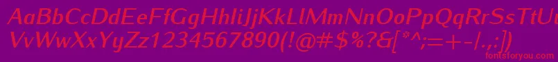 Czcionka IwonaBolditalic – czerwone czcionki na fioletowym tle