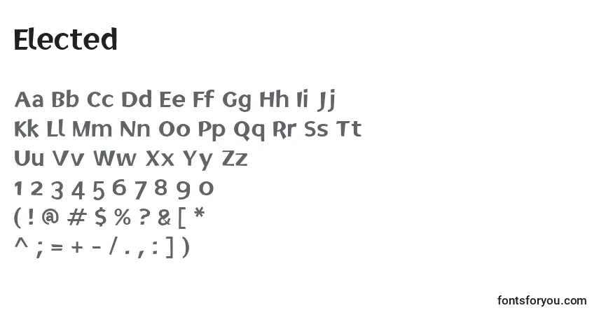 Schriftart Elected – Alphabet, Zahlen, spezielle Symbole