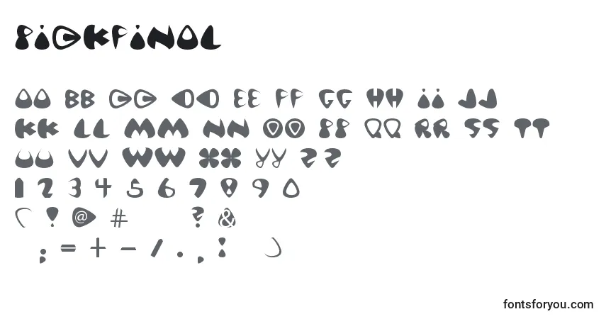 Czcionka PickFinal – alfabet, cyfry, specjalne znaki