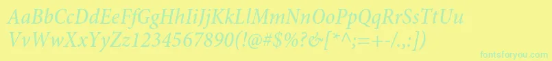 Police MinionproMediumcnit – polices vertes sur fond jaune